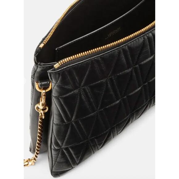 VERSACE Virtus V Bag Black Shoulder Crossbody Clutch Quilted Strap Authentic NEW - Picture 13 of 15